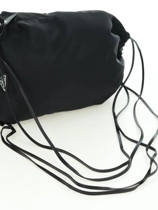 PRADA Backpack Nylon Leather Black Blue Silver Auth 92876 main image 4